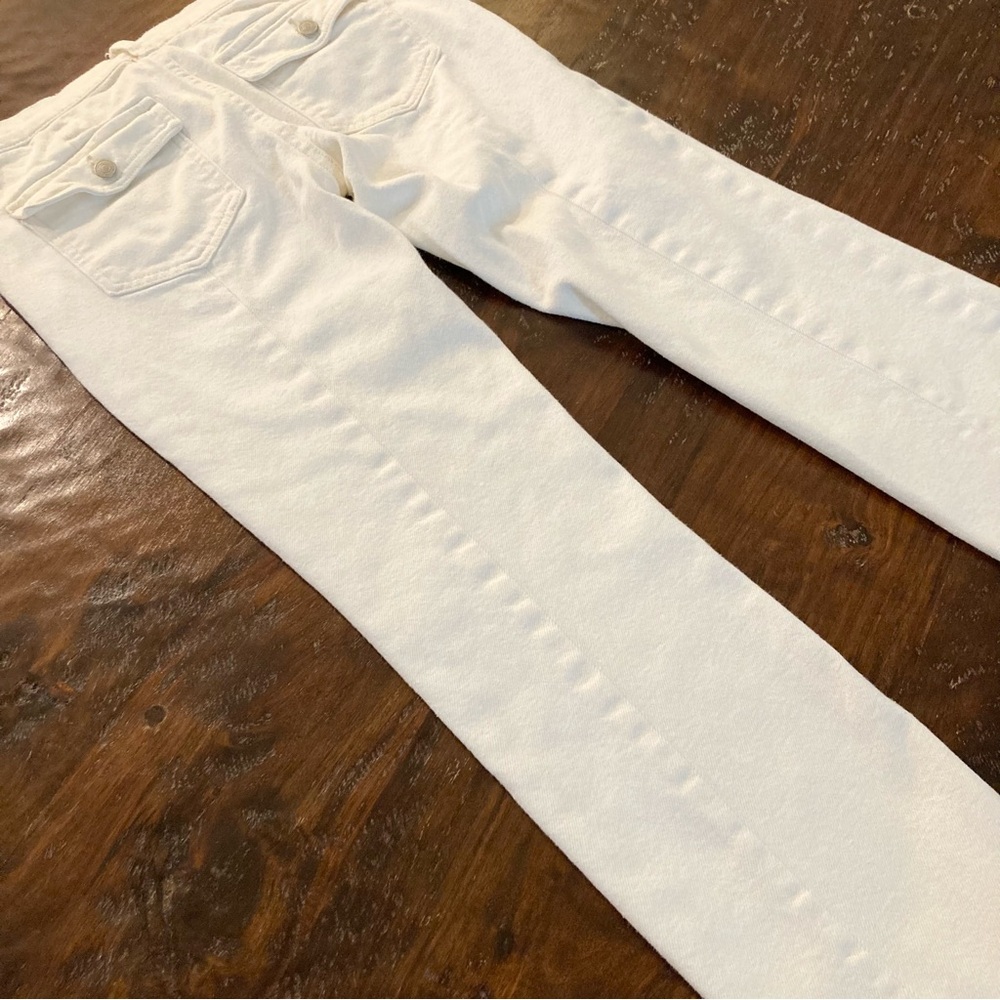 Free People White Jeans Button Fly Straight Leg Cream Off White Denim Size 26
